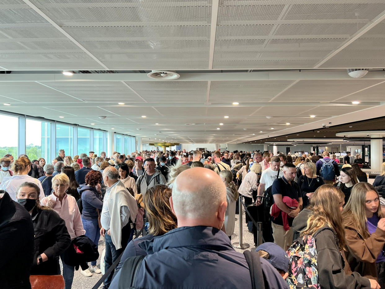 Huge queues at Bristol Airport on Monday morning left many passengers frustrated. (SWNS)