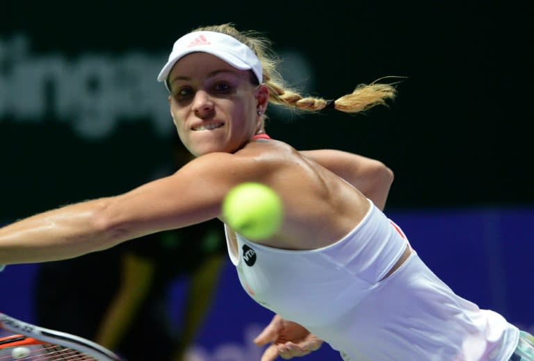 Germany's Angelique Kerber during her match at the WTA Finals in Singapore on October 23, 2016