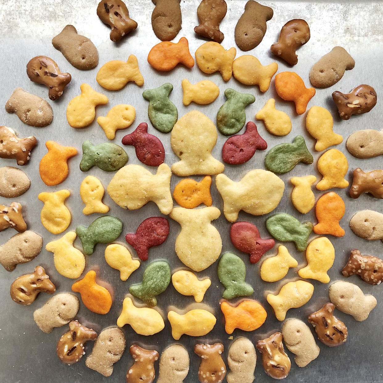 Express yourself with different sizes of Goldfish crackers. As a nutritional professional, I assure you this is totally normal behavior. (Heather Martin)