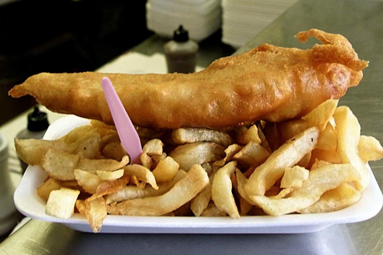 File photo dated 17/12/99 of cod and chips from The Chippy in Worsley, Greater Manchester: PA