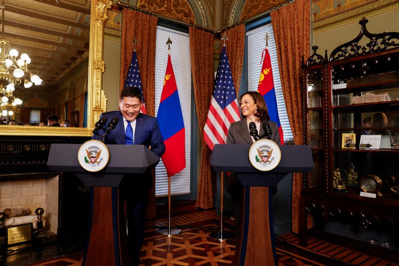 U.S. VP Kamala Harris meets with Mongolia's Prime Minister Oyun-Erdene Luvsannamsrai in Washington