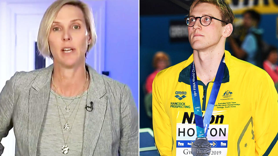 Susie O'Neill has come out in support of Mack Horton over his podium protest. Image: Channel 10/Getty