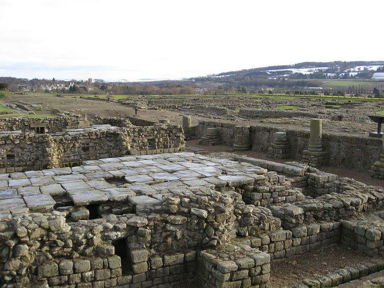 <span class="caption">Roman ruins at Corbidge.</span> <span class="attribution"><span class="source">Glen Bowman via Wikimedia Commons</span>, <a class="link " href="http://creativecommons.org/licenses/by-sa/4.0/" rel="nofollow noopener" target="_blank" data-ylk="slk:CC BY-SA;elm:context_link;itc:0;sec:content-canvas">CC BY-SA</a></span>
