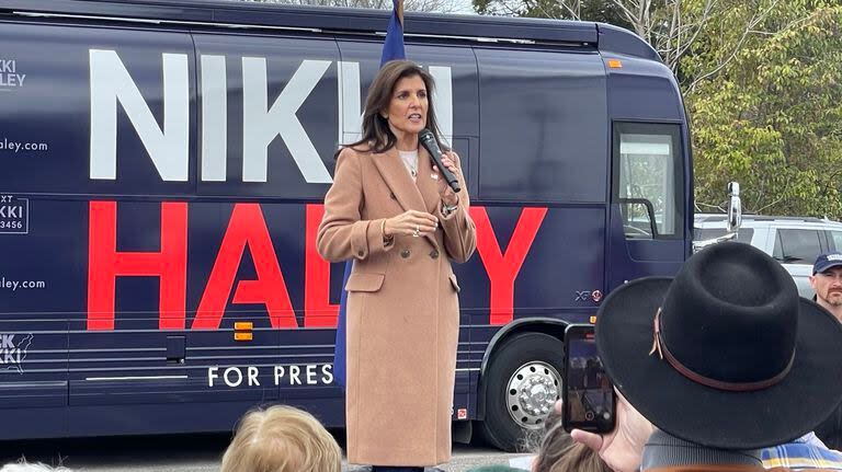 Nikki Haley durante un mitin de campaña en su estado natal