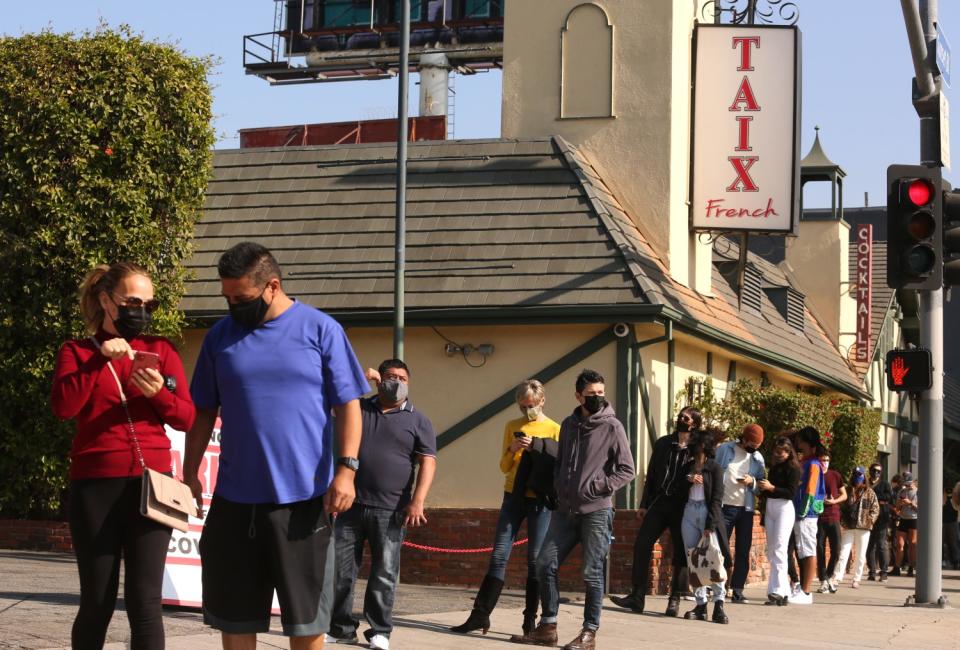 Yes, Taix in Echo Park had long a line Wednesday, but it was for a free COVID-19 test.
