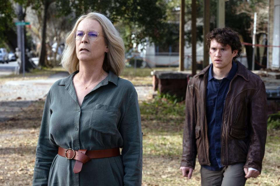 HALLOWEEN ENDS, from left: Jamie Lee Curtis, Andi Matichak, 2022. ph: Ryan Green / © Universal Pictures / Courtesy Everett Collection