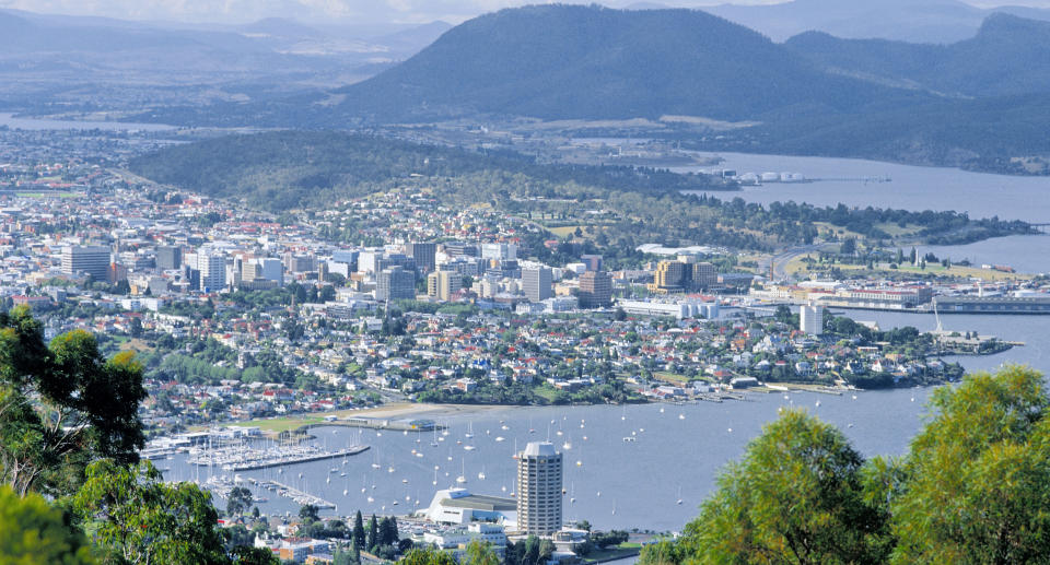 View over city from Mount Nelson,  Hobart, Tasmania, Australia. Source: Getty Images 