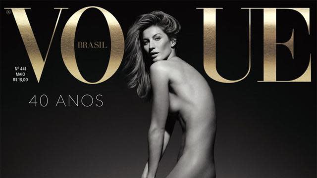 Gisele Bundchen retired from the runway only to bare her entire body on the cover of a high-fashion magazine. Completely nude, the supermodel is posing like a Greek statue while holding the letter "G" and number "20" on the latest cover of <em>Vogue Brasil. </em>The new issue pays tribute to Bundchen’s own 20-year career while celebrating the magazine’s 40th anniversary. <strong> PHOTOS: Stars Who've Posed Nude While Pregnant </strong> "My 20-year career celebration cover @voguebrasil," she captioned the cover on Instagram. "Thanks to everyone who is part of this special edition." This photo shoot is an affirmation that while Bundchen has walked her last runway, she hasn't given up on modeling altogether. <strong> VIDEO: Gisele Shares First Runway Pic at 14 Years Old </strong> "I don't see how to continue [modeling on the catwalk]... and stopping will leave room for other projects I have for myself," Bundchen told the <em>Folha de Sao Paulo </em>newspaper before strutting her stuff one last time at Sao Paulo Fashion Week on April 15. "Automatically my body tells me if what I do is worth it, and it asked to stop. I respect my body, it's a privilege to be able to stop." <strong>NEWS: Jennifer Aniston Wants Gisele Bundchen's Body</strong> <strong> What do you think of the 34-year-old supermodel's nude cover? Is this her best yet? </strong>