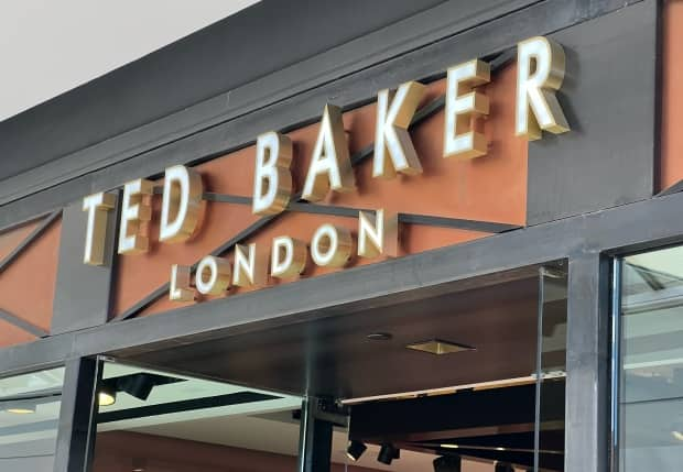 Signage on a Ted Baker store is shown at the CF Rideau Centre in Ottawa on Monday, April 29, 2024. THE CANADIAN PRESS/Craig Wong