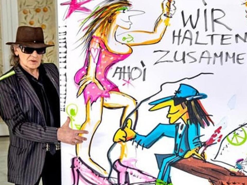 Das von Udo Lindenberg gemalte Kunstwerk wurde im Rahmen einer Spendenaktion der ARD versteigert. (Bild: Tine Acke)