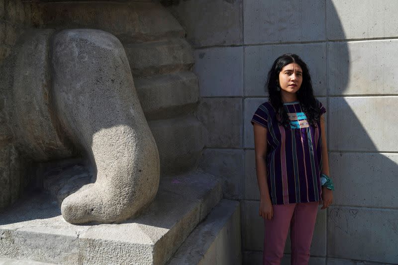 FILE PHOTO: Pro-abortion activist Lupita Ruiz poses for a photo during an interview with Reuters, in Mexico City