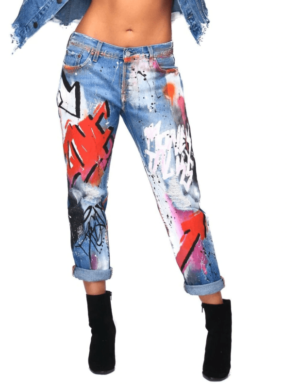 <p>Jeantrix Love Graffiti Jeans, $193, <a href="https://jeantrix.com/love-graffiti-denims/" rel="nofollow noopener" target="_blank" data-ylk="slk:available here;elm:context_link;itc:0;sec:content-canvas" class="link ">available here</a>.</p>