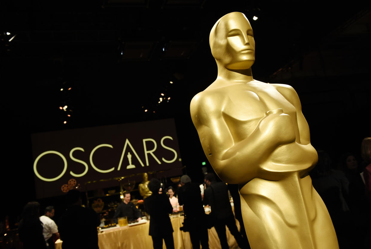 An Oscar statue is pictured at the press preview for the 91st Academy Awards Governors Ball, Friday, Feb. 15, 2019, in Los Angeles. The 91st Academy Awards will be held on Sunday, Feb. 24. at the Dolby Theatre in Los Angeles. (Photo by Chris Pizzello/Invision/AP)