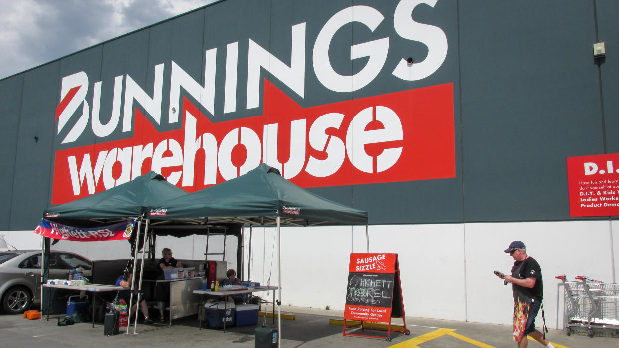 Moorabbin, Australia - November 1, 2019: Bunnings charity barbie (Australian slang for BBQ) outside of its stores have been associated with the brand. The charity event occurs on the weekends