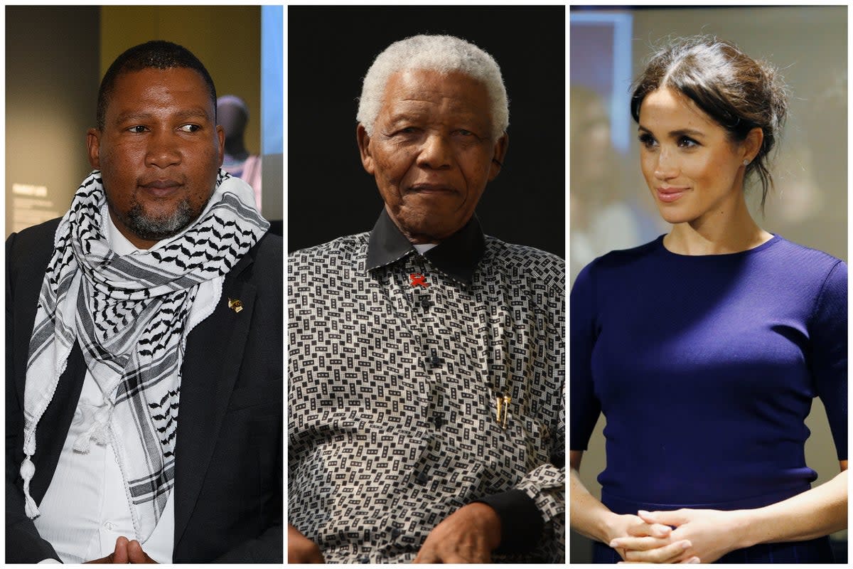 Left to right: Nelson Mandela’s grandson Zwelivelile ‘Mandla’ Mandela; Nelson Mandela; Meghan, Duchess of Sussex  (ES Composite)