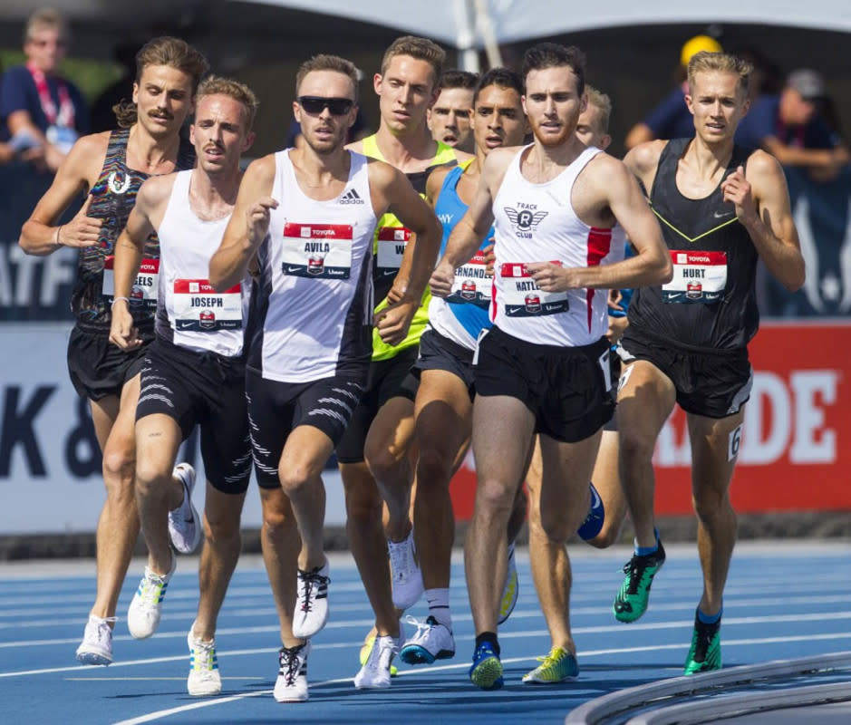 At my peak, racing the 1500 prelims at the 2019 USATF Outdoor Championships. I'm front row, on the right. 