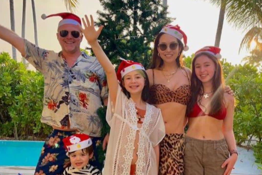Myleene Klass whisked her kids - Ava, Hero and Apollo - away for a tropical break with her fiancé Simon Motson (Myleene Klass Instagram)
