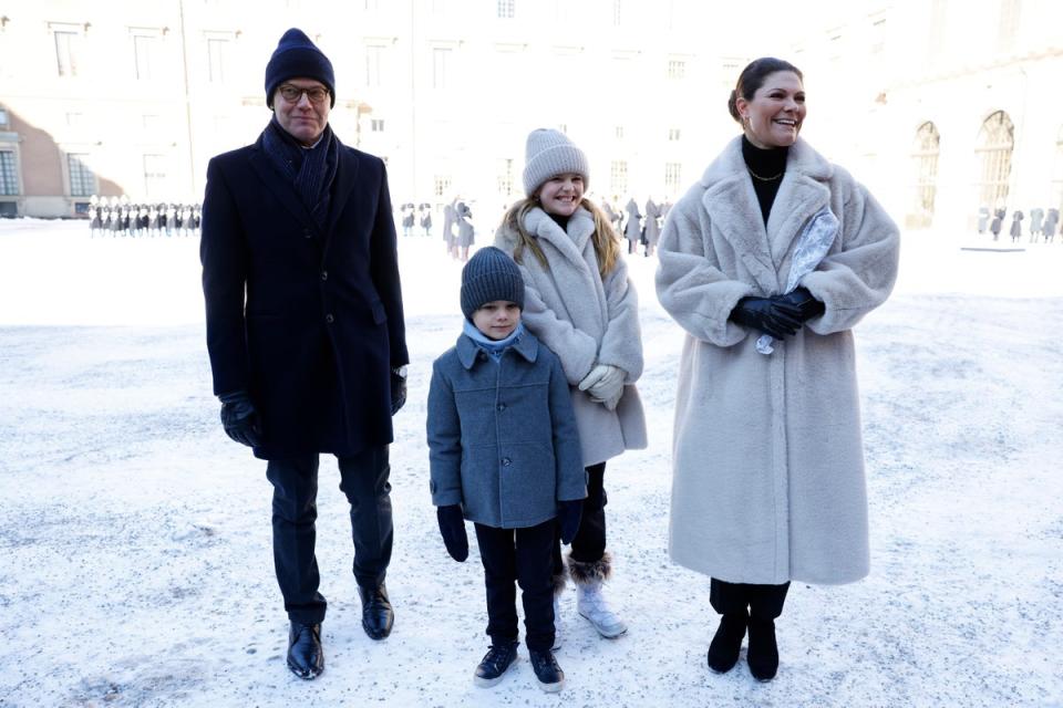 Crown Princess Victoria of Sweden, Princess Estelle of Sweden, Prince Oscar of Sweden and Prince Daniel of Sweden (Getty Images)