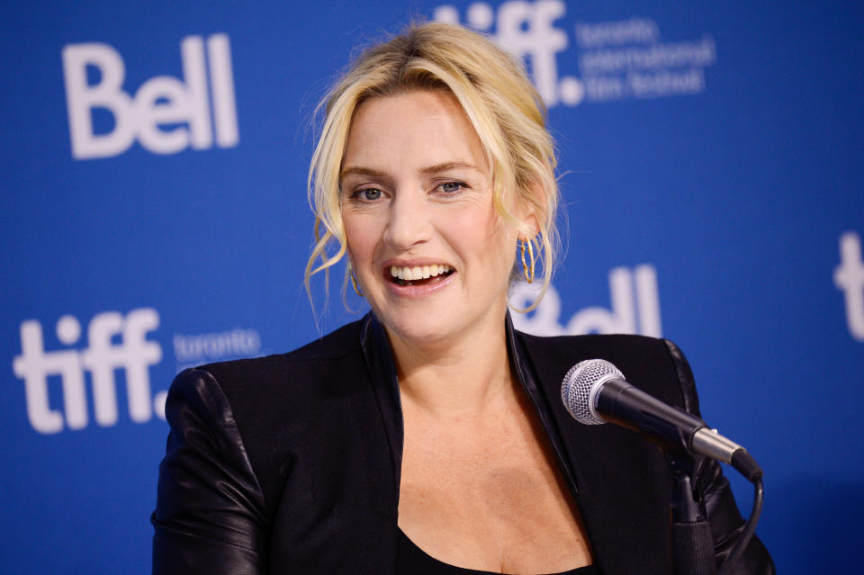 Actress Kate Winslet participates in the press conference for 