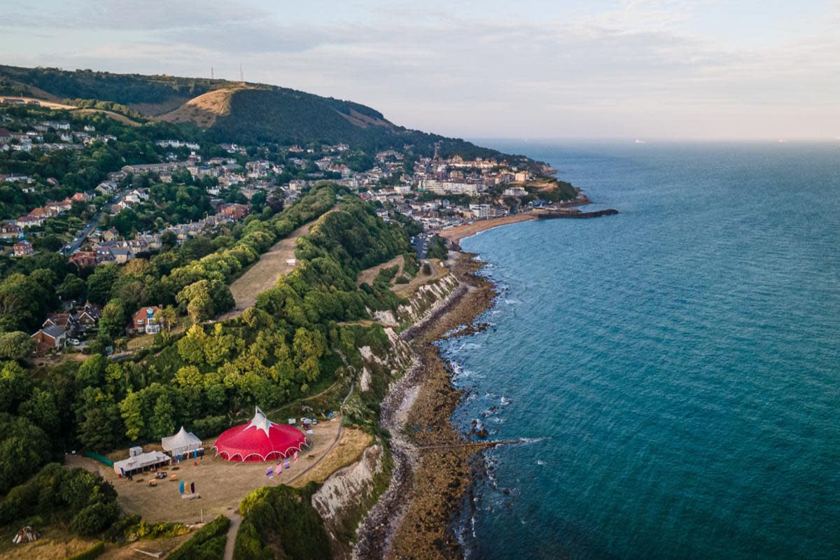 Drone shot of Big Top at Ventnor Fringe <i>(Image: Gianpaolo Mario Photography)</i>