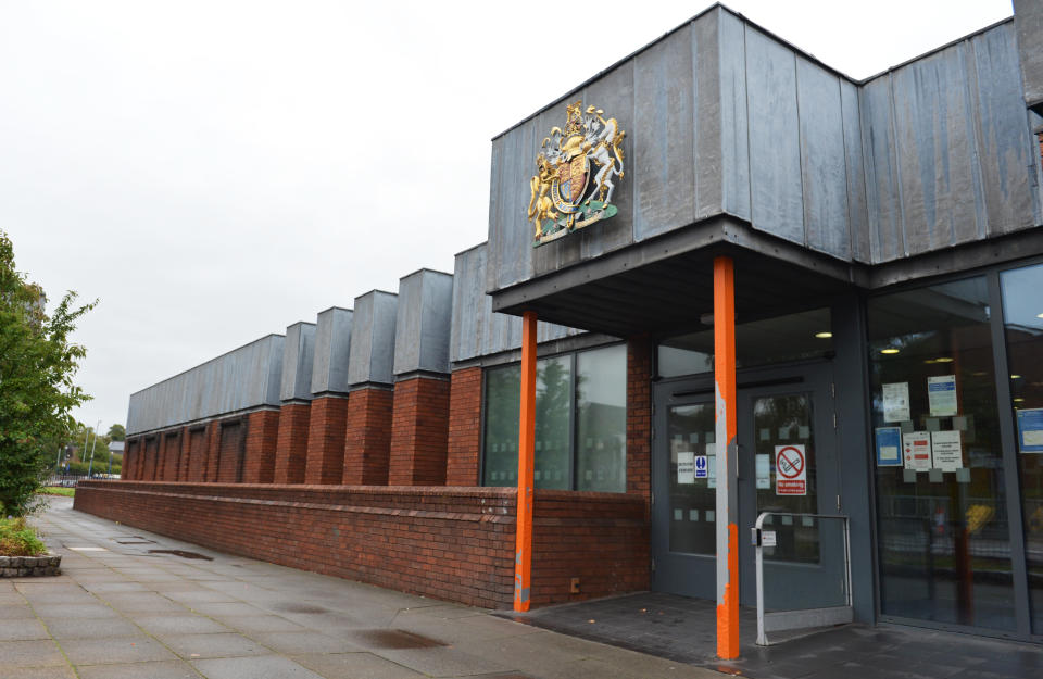 A woman whose mum used to be a police officer has been fined for kicking a cop who was called out to her house. 

Police went to Rosalind Clarke's home in Weston Coyney, Stoke-on-Trent, in response to a call from an ambulance crew on March 17.

Caption: North Staffordshire Justice Centre in Newcastle-under-Lyme, Staffordshire