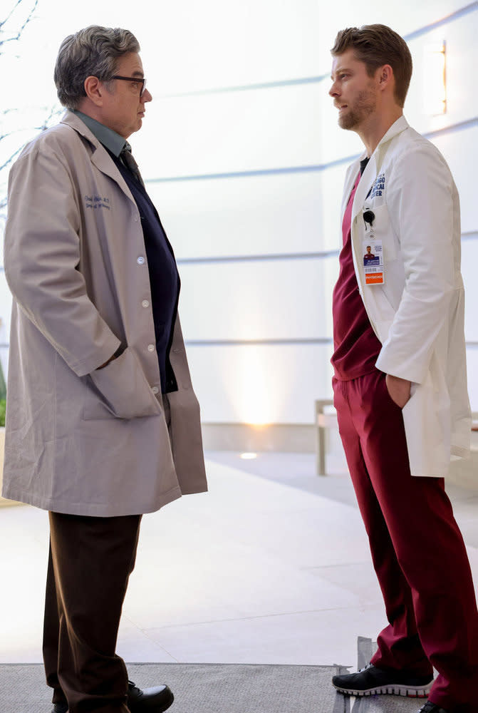 (l-r) Oliver Platt as Dr. Daniel Charles, Luke Mitchell as Dr. Mitch Ripley — (Photo by: George Burns Jr/NBC)