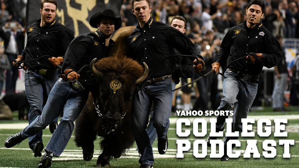 SAN ANTONIO, TX - December 29: Ralphie the Buffalo is a fully trained mascot for the University of Colorado. The buffalo involved in our Legend of Buffalo Romeo? Not so much. DO NOT miss the latest Yahoo Sports College Podcast for this date gone wrong. (Photo by Andy Cross/The Denver Post via Getty Images)