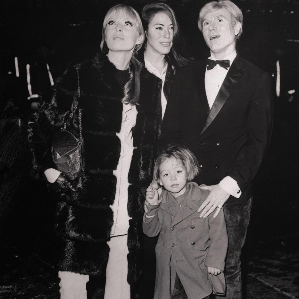 Nico, Mary Woronov, Andy Warhol and Ari Boulogne, Nico's son with Alain Delon, in 1967