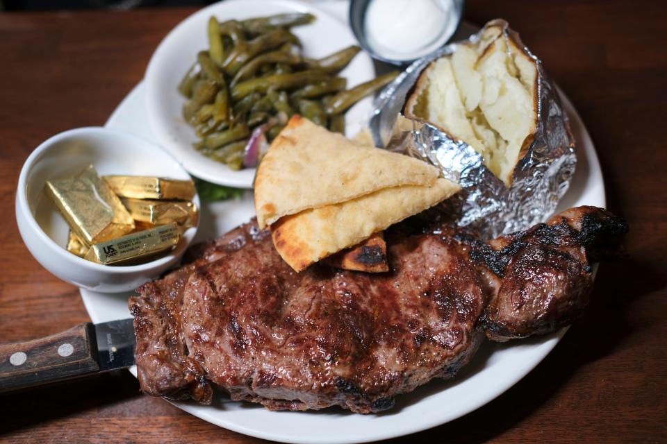 A Kansas City strip steak is offered at Jamil's Steakhouse.