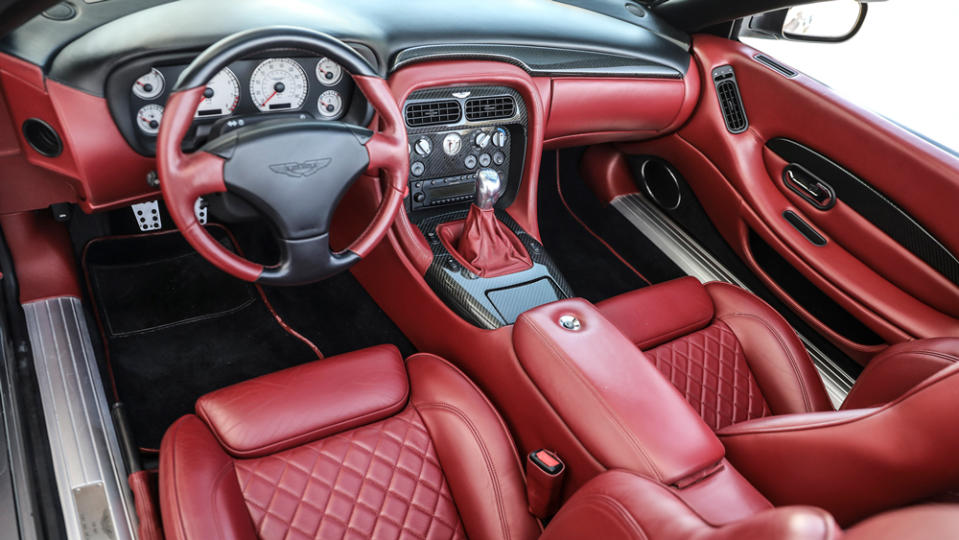 The interior of a 2003 Aston Martin DB AR1.