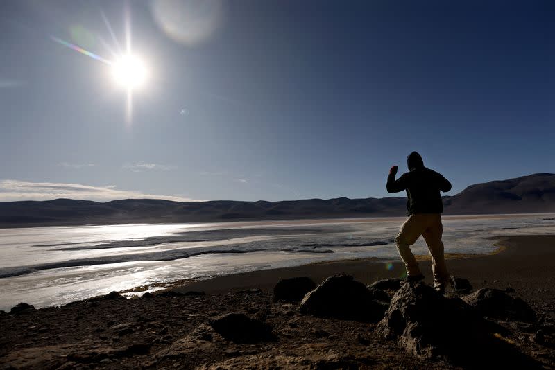 Atacama Desert salt flats, lithium deposit spots, in Chile