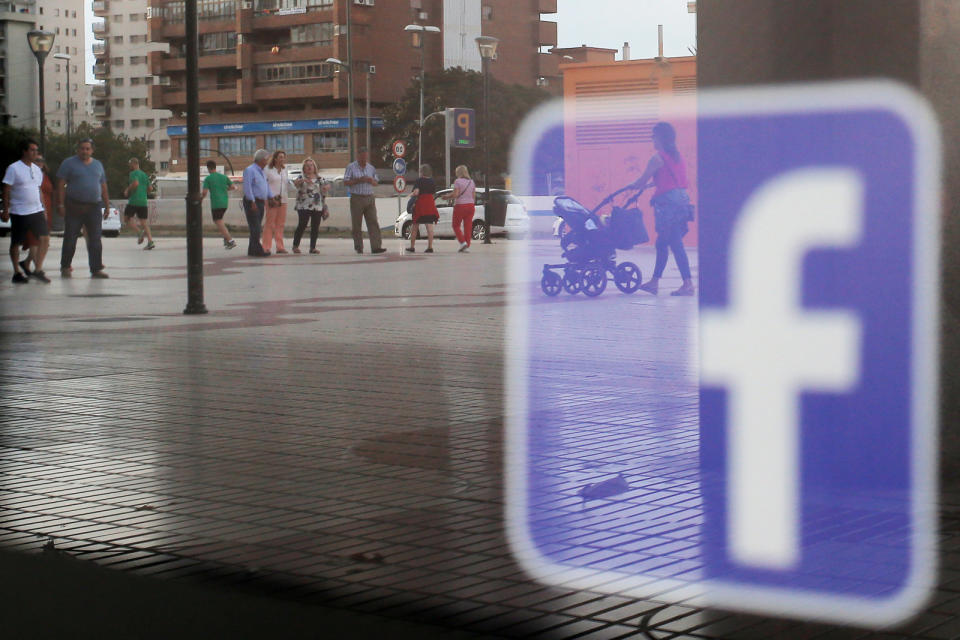 Facebook logo is seen on a shop window in Malaga, Spain, June 4, 2018. REUTERS/Jon Nazca