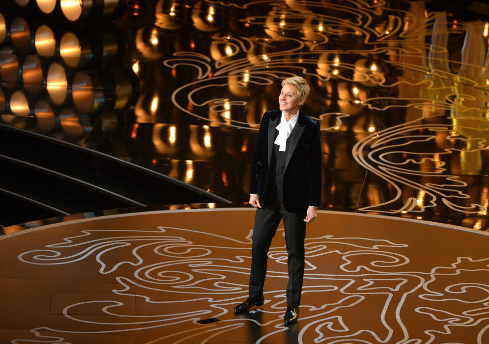 Ellen DeGeneres hosts the Oscars at the Dolby Theatre on Sunday, March 2, 2014, in Los Angeles. (Photo by John Shearer/Invision/AP)