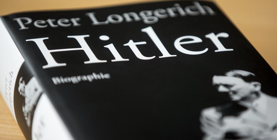 The cover of Peter Longerich's new book "Hitler" is pictured in Berlin, Germany, November 5, 2015. REUTERS/Hannibal HanschkeFOR EDITORIAL USE ONLY. NO RESALES. NO ARCHIVE.