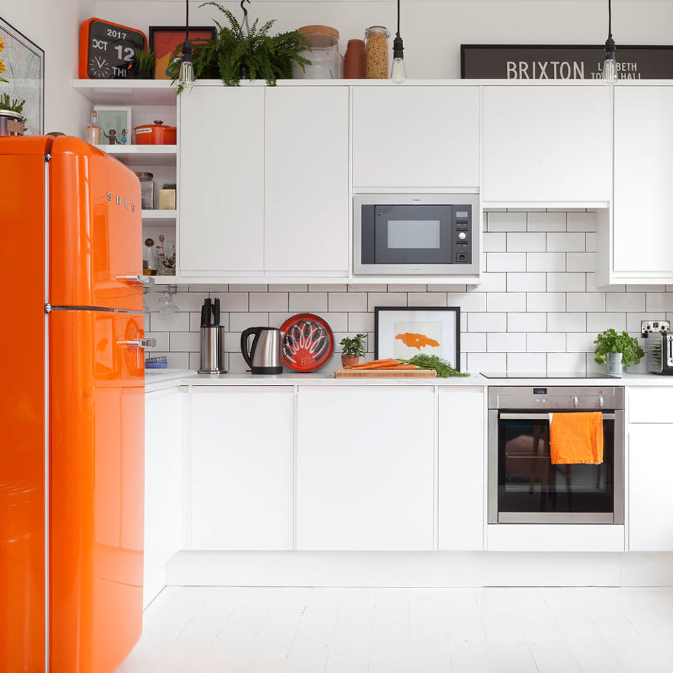 <p> New appliances can refresh your kitchen without changing any of the furniture. You'll need to ensure that they will fit into the existing space, though. </p> <p> There are plenty of kitchen appliance layout ideas that offer smart ways to smoothly incorporate appliances into your space. Freestanding appliances can be replaced more easily – and can make a real impact if you go for something brightly coloured, like this Smeg fridge. A new kettle or toaster will make a splash, too, and won't cost the earth. </p>