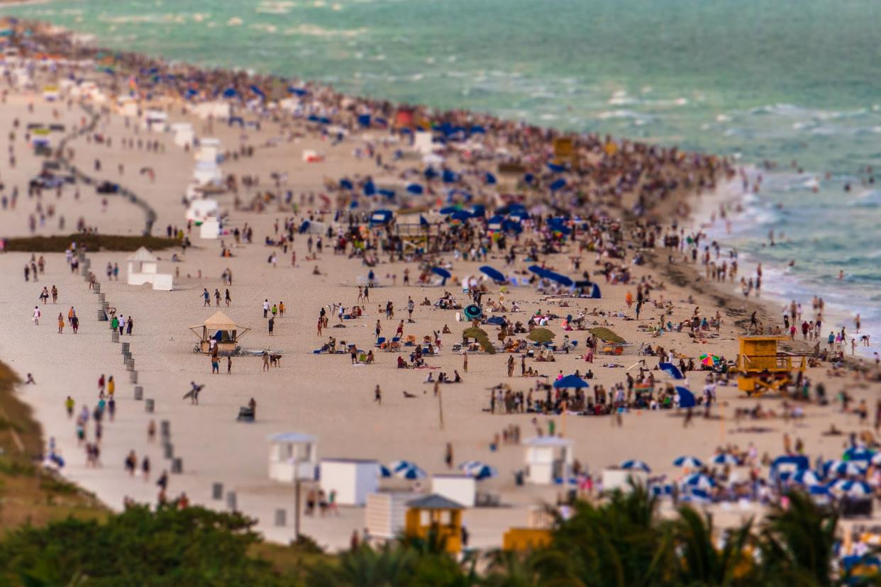crowded Miami Beach