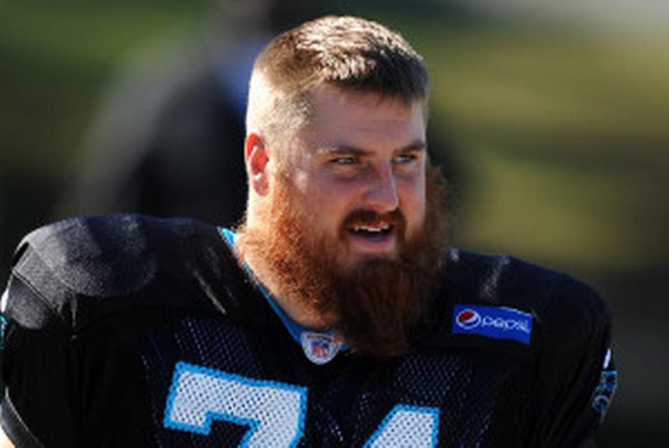 Mike Remmers played right tackle in Super Bowl 50 for Carolina and will likely start at left tackle for Kansas City five years later in the 55th Super Bowl, vs. Tampa Bay.