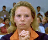 The stunning actress looked unrecognizable as serial killer Aileen Wuornos. Aside from looking rather hideous with a splotchy misshapen face and plucked-out brows, Theron threw every inch of herself into the role, truly becoming a monster. Her performance surely earned an Academy Award, but the physical transformation sealed her fate.