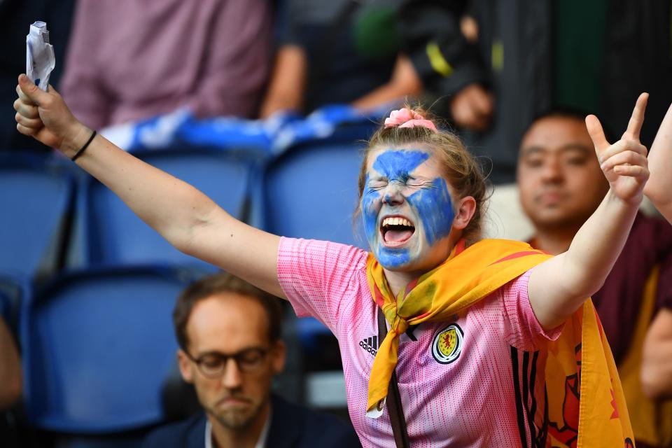 A Scottland's supporter poses ahead of the France 2019 Women's World Cup Group D football match between Scotland and Argentina, on June 19, 2019, at the Parc des Princes stadium in Paris. (Photo by Franck Fife/AFP/Getty Images)