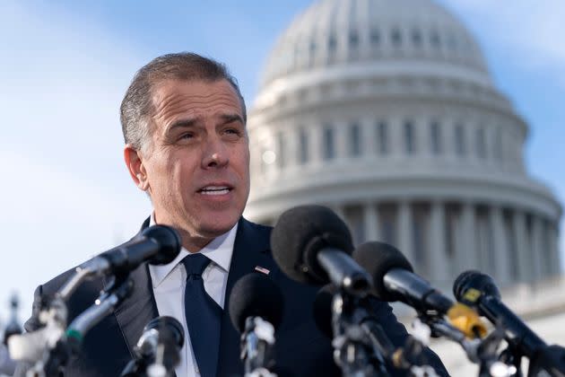 Hunter Biden, son of President Joe Biden, talks to reporters at the U.S. Capitol in Washington, D.C., on Dec. 13.