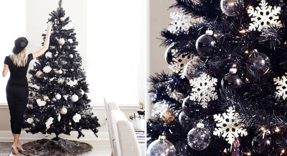 Black Christmas trees are now officially a thing. [Photo: Getty]