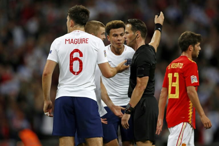 'Bottled it': England players surround Dutch referee Danny Makkelie for ruling out a late equaliser by Danny Welbeck