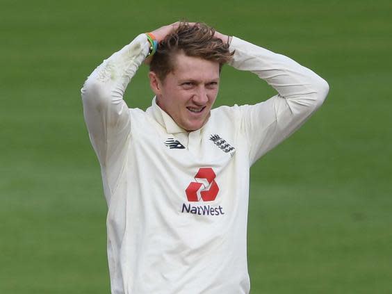 Dom Bess reacts during the third day of the third Test (Getty)