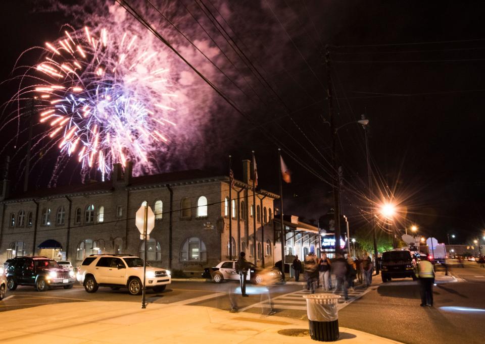 Fireworks go off at Riverfront Park in Montgomery, Ala. About 120 miles north, in Jacksonville, Ala., city officials canceled a July 4, 2024 fireworks show after a technician was injured when a shell accidently detonated.