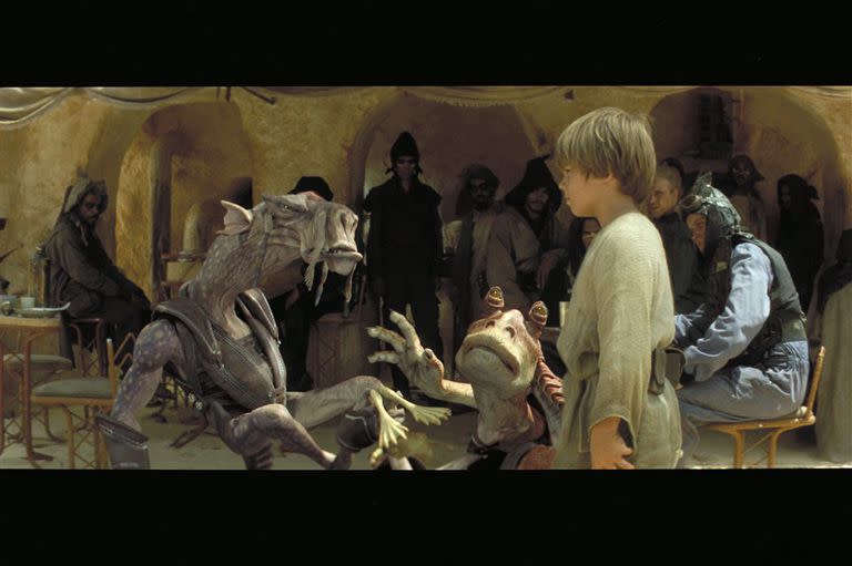 Ewan McGregor, Liam Neeson y Anthony Daniels (C3PO), en uno de los momentos más atrapantes de Episodio 1,fgInim velis at velit,
Anakin Sywalker, el maestro Yoda y Darth Vader, personajes clave en est