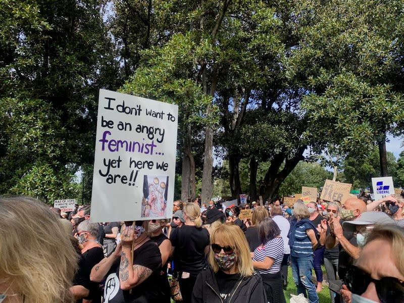 The Women's March 4 Justice rally takes place in Melbourne