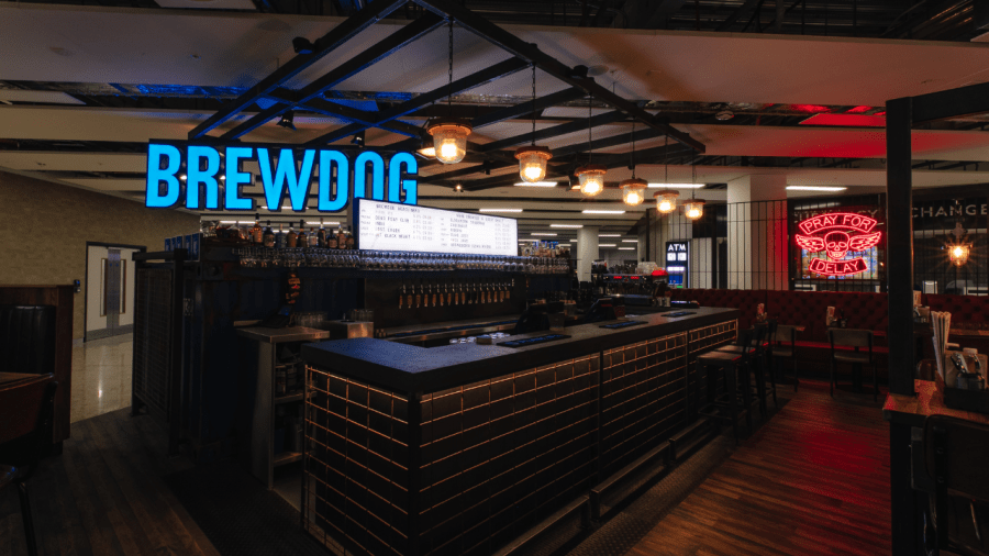 Inside BrewDog’s Edinburgh Airport bar, the brand’s first location inside an airport. (Courtesy Photo/BrewDog)