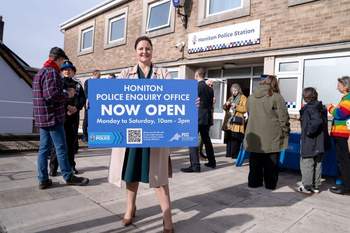 Police and Crime Commissioner Alison Hernandez outside Honiton Police Station (handout)