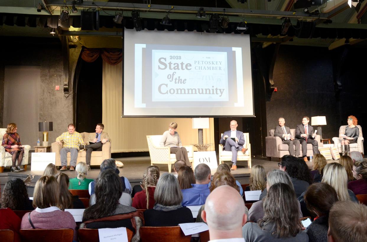 Presenters take the stage on Friday, Feb. 3, 2023 during the Petoskey State of the Community at the Crooked Tree Arts Center.