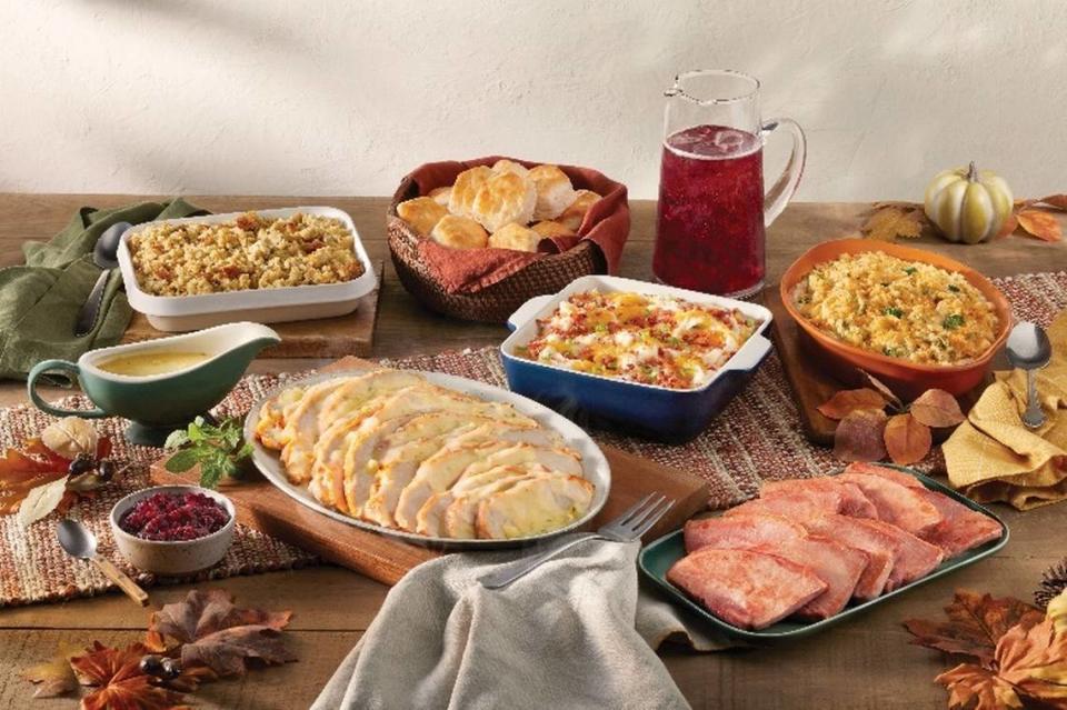 Cracker Barrel stores will have Thanksgiving dinners you can order ahead to take home, or eat at the restaurant.